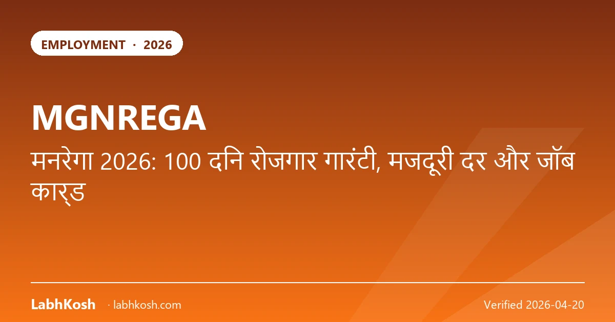 मनरेगा 2026: 100 दिन रोज़गार गारंटी, मज़दूरी दर व जॉब कार्ड