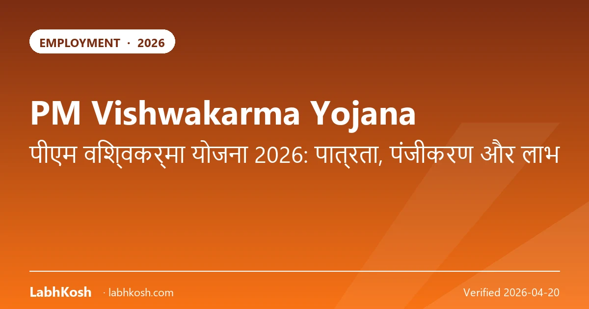 PM विश्वकर्मा योजना 2026: 18 ट्रेड, ₹3 लाख लोन, टूलकिट व ट्रेनिंग