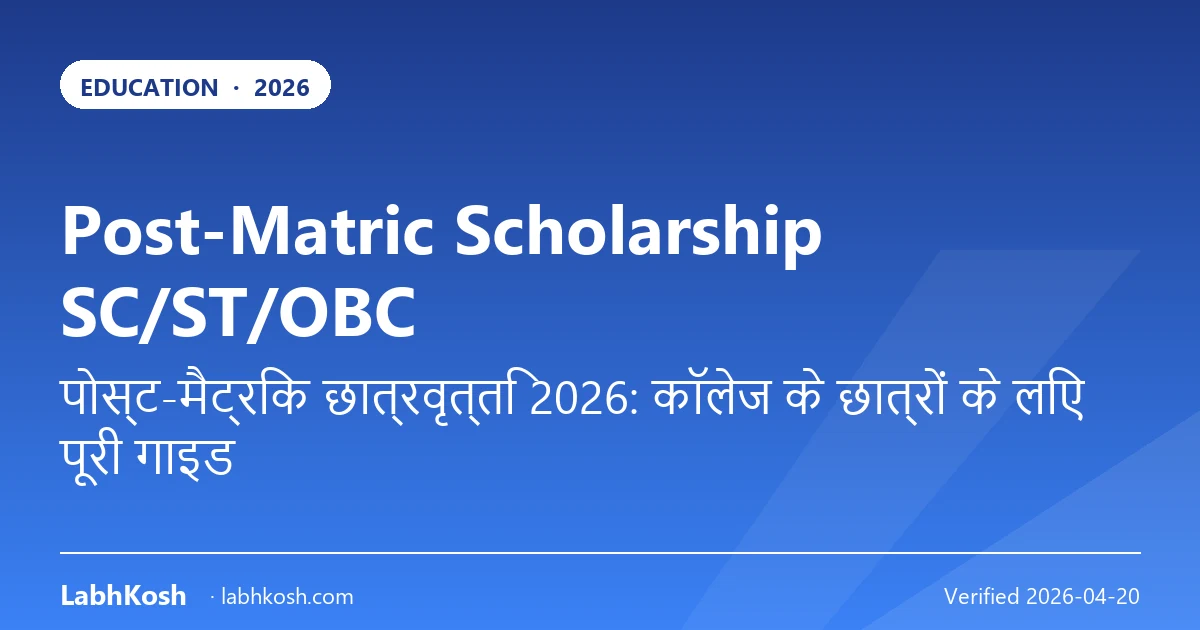पोस्ट-मैट्रिक स्कॉलरशिप SC/ST/OBC 2026: आवेदन, राशि और आय सीमा
